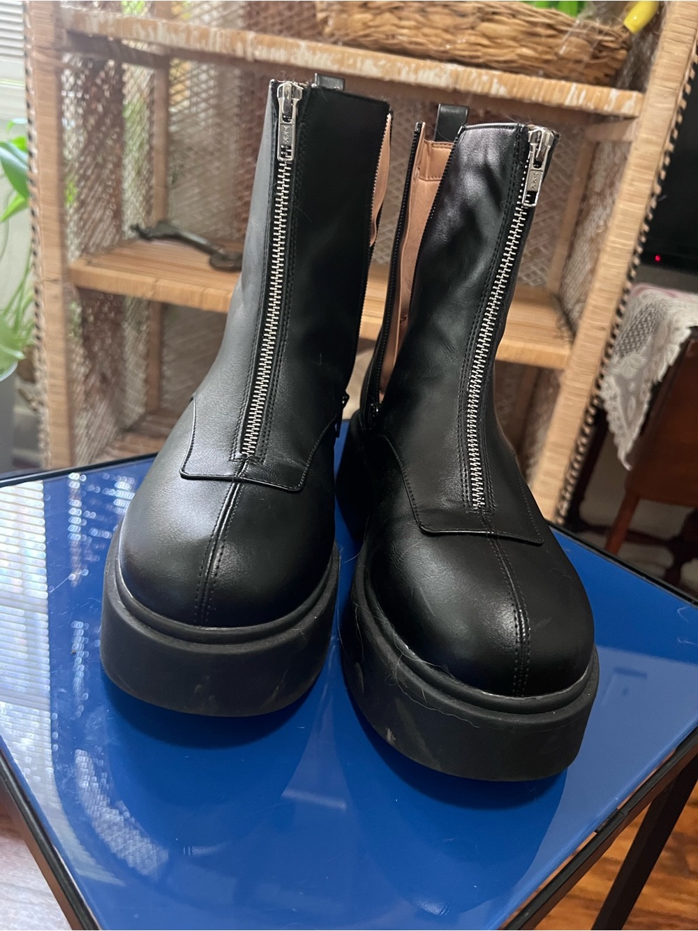 Wild Fable Black Platform Front-Zip Women's Boots